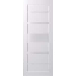 32 in. x 80 in. Kina Bianco Noble Finished Frosted Glass 5 Lite Solid Core Wood Composite Interior Door Slab No Bore