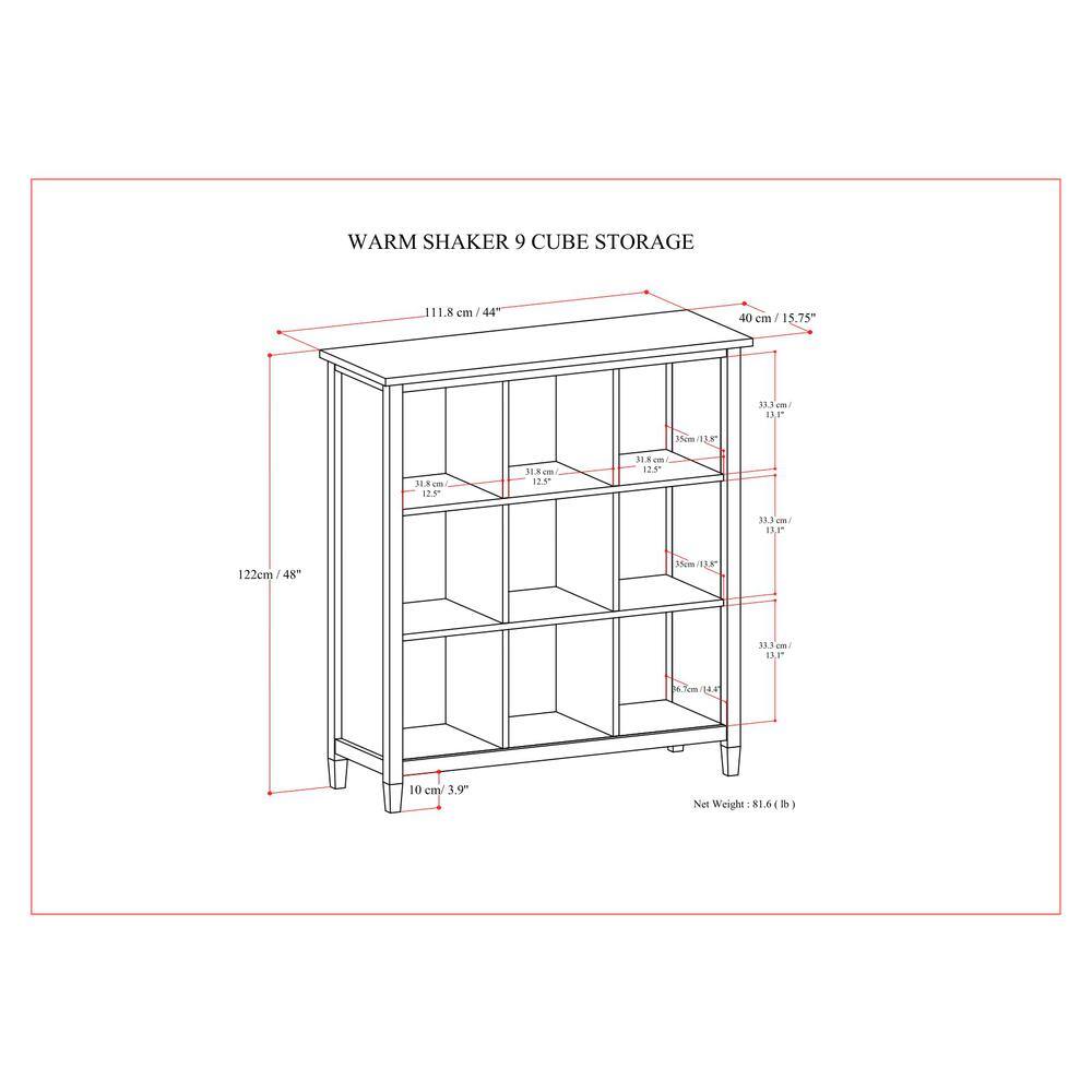 Light Golden Brown Solid Wood 9-Cube Storage Unit