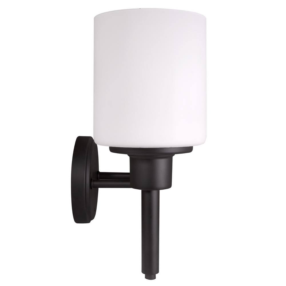 Aubrey Matte Black 3-Light Vanity Fixture with Frosted Glass