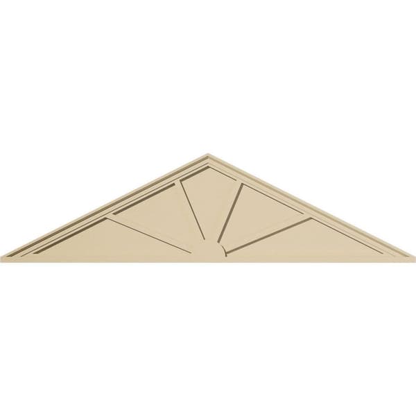Ekena Millwork 74 in. W x 19-1/2 in. H x 2 in. P (Pitch 6/12) Peaked Cap 4 Spoke Signature Urethane Pediment, Primed Tan