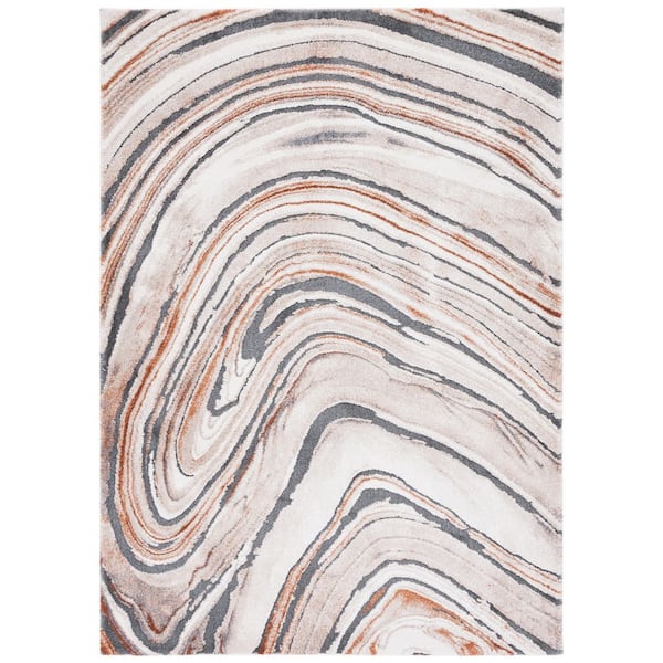 Cyrus Shag 7 ft. x 9 ft. Beige/Rust Layered Marble Area Rug