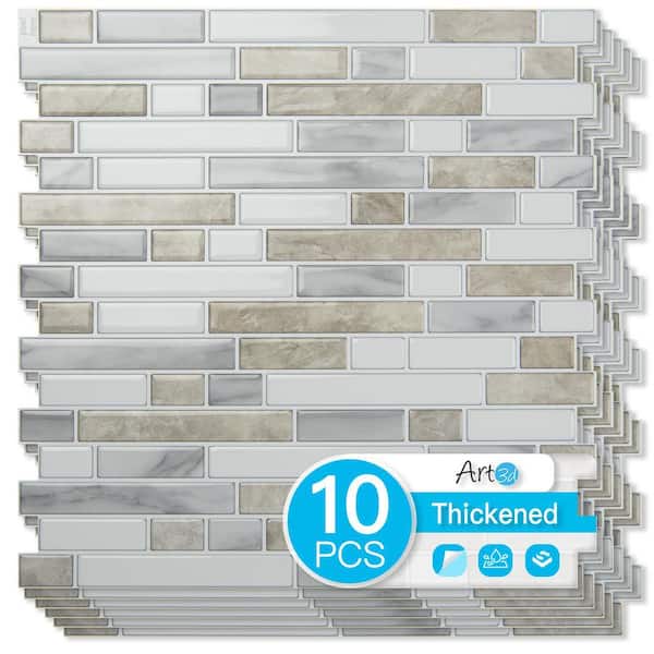 MOFIT Matte Subway Peel And Stick Backsplash Tiles – Self-Adhesive, Waterproof & Heat Resistant, 3D Metal & Marble Look, Rust Beige, 10-Pack For Kitchen, Bathroom, Fireplace