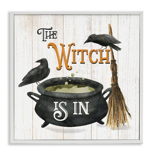 Stupell Industries Witch Cauldron and Crows by Deane Beesley 1-Piece Framed Graphic Print Typography Poster Art Print 24 in. x 24 in.