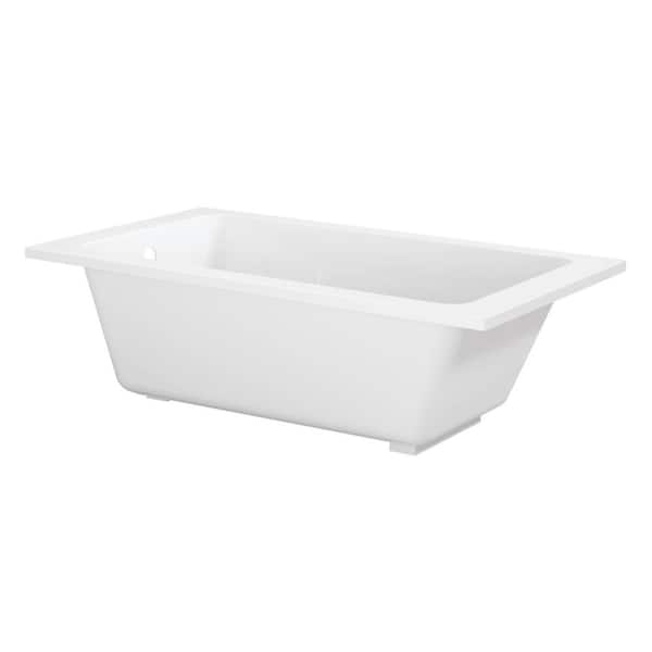 Aqua Eden 60 in. x 34 in. Acrylic Rectangular Drop-In Soaking Bathtub with Reversible Drain in Glossy White
