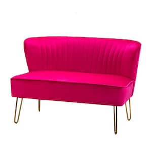 Alonzo 45 in. Contemporary Tufted Back Fuchsia 2-Seats Loveseat with U-Shaped Legs