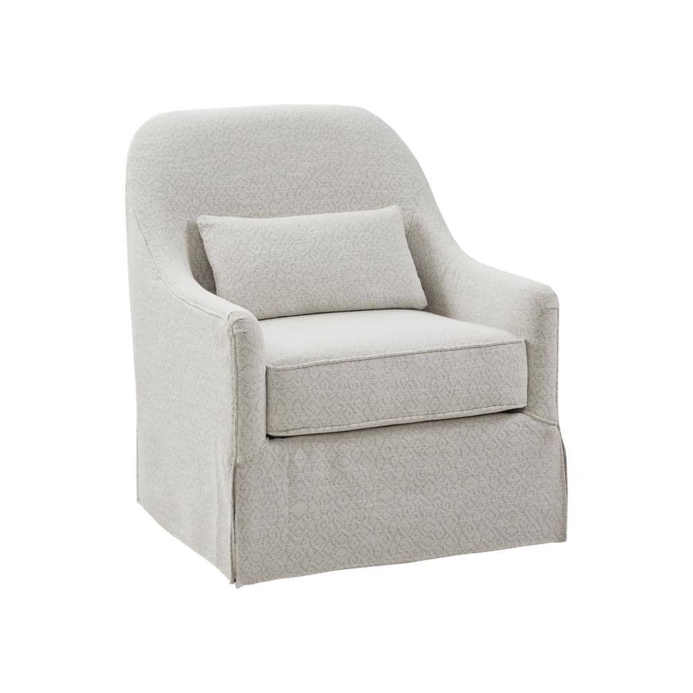 Black Fabric Swivel Glider Chair with Lumbar Pillow