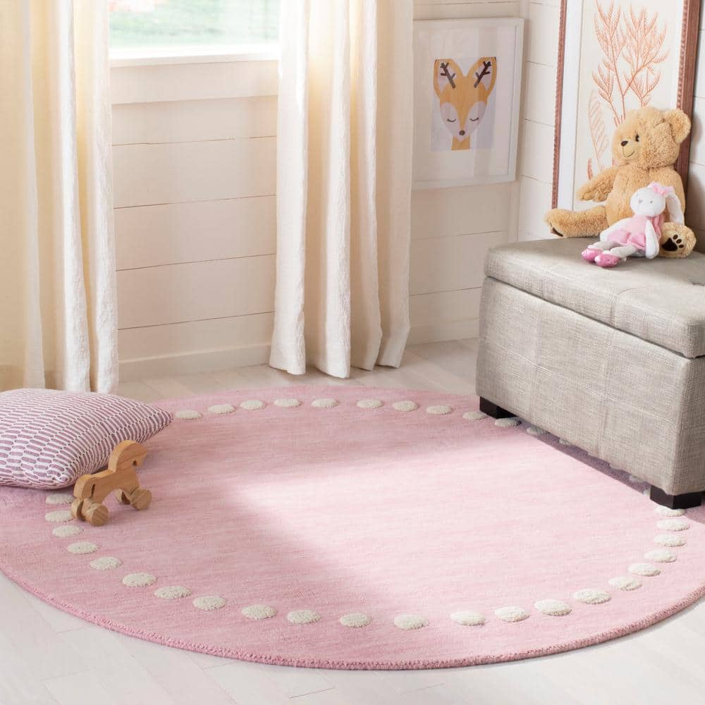 Kids 3 ft. x 3 ft. Round Pink Polka Dot Area Rug price history on PriceWatchPro