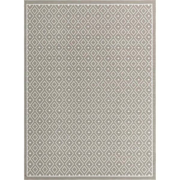 Unique Loom Outdoor Trellis Kafes Gray 9 ft. x 12 ft. 2 in. Area Rug