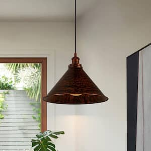 13.7 in. 1-Light Vintage Antique Copper Farmhouse Hanging Pendant Light for Kitchen Island