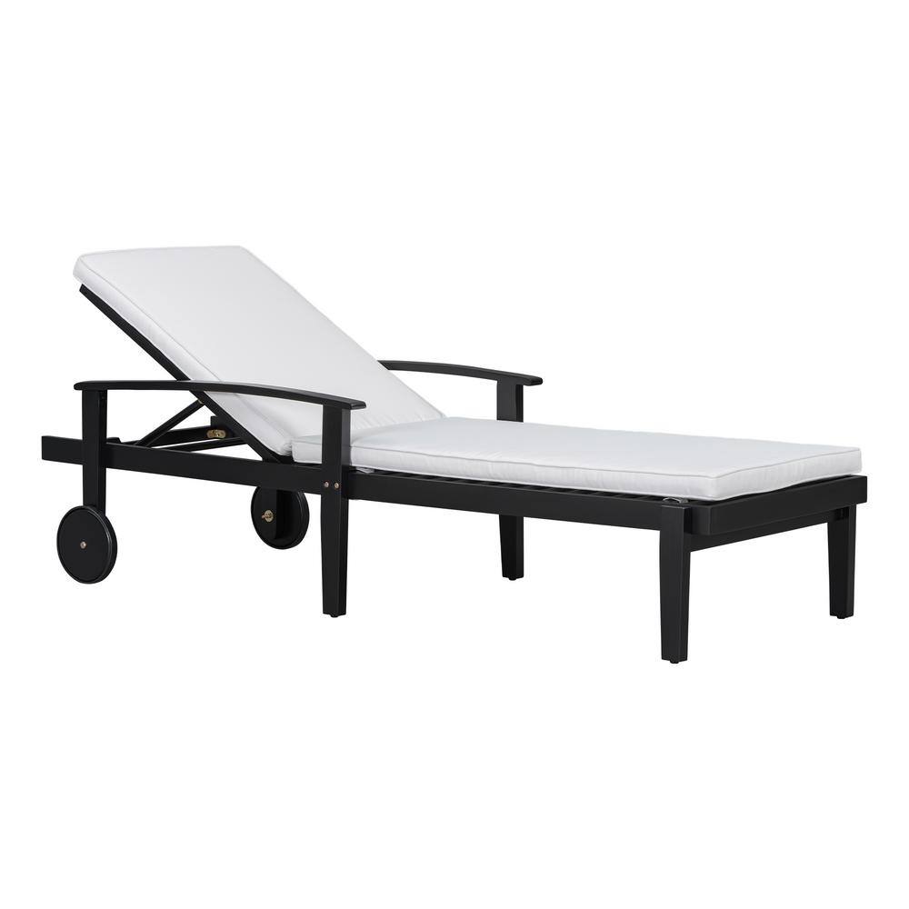 Wood Outdoor Chaise Lounge with White Cushion price history on PriceWatchPro