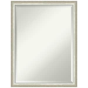 Two Tone Silver 20.25 in. x 26.25 in. Beveled Modern Rectangle Wood Framed Bathroom Wall Mirror in Silver