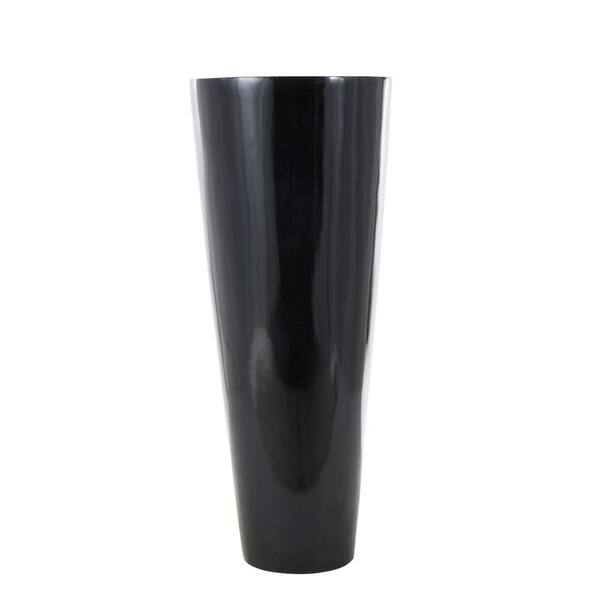 Litton Lane Black Fiber Glass Trumpet Minimalistic Floor Decorative Vase, 18 in. x 18 in. x 50 in