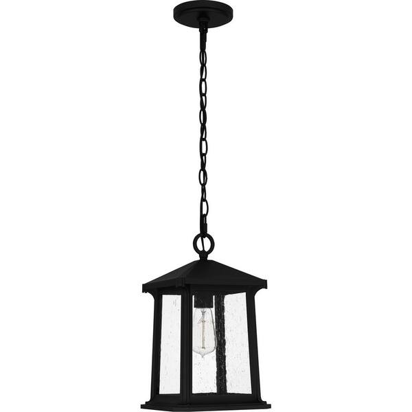 Quoizel Satterfield 1-Light Matte Black Outdoor Pendant Light