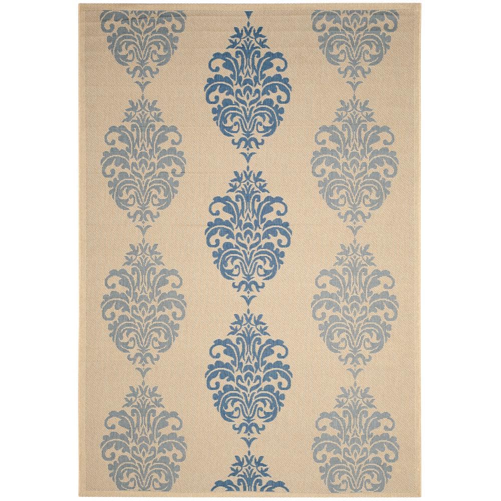 Courtyard Natural/Blue 9 ft. x 12 ft. Floral Indoor/Outdoor Patio  Area Rug price history on PriceWatchPro