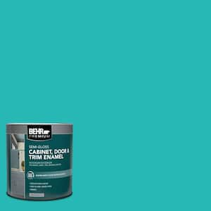 1 qt. #MQ4-21 Caicos Turquoise Semi-Gloss Enamel Interior/Exterior Cabinet, Door & Trim Paint