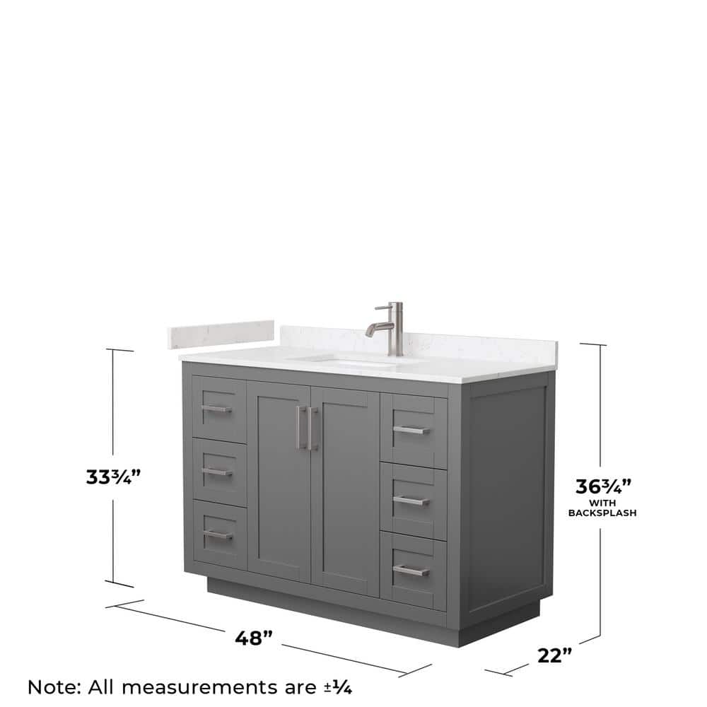 Miranda 48" Dark Gray Freestanding Bathroom Vanity with Marble Top