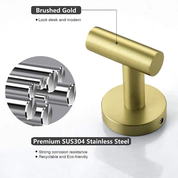ruiling Round Bathroom Robe Hook and Towel Hook in Stainless Steel Golden (2 -Pack) ATK-195 - The Home Depot