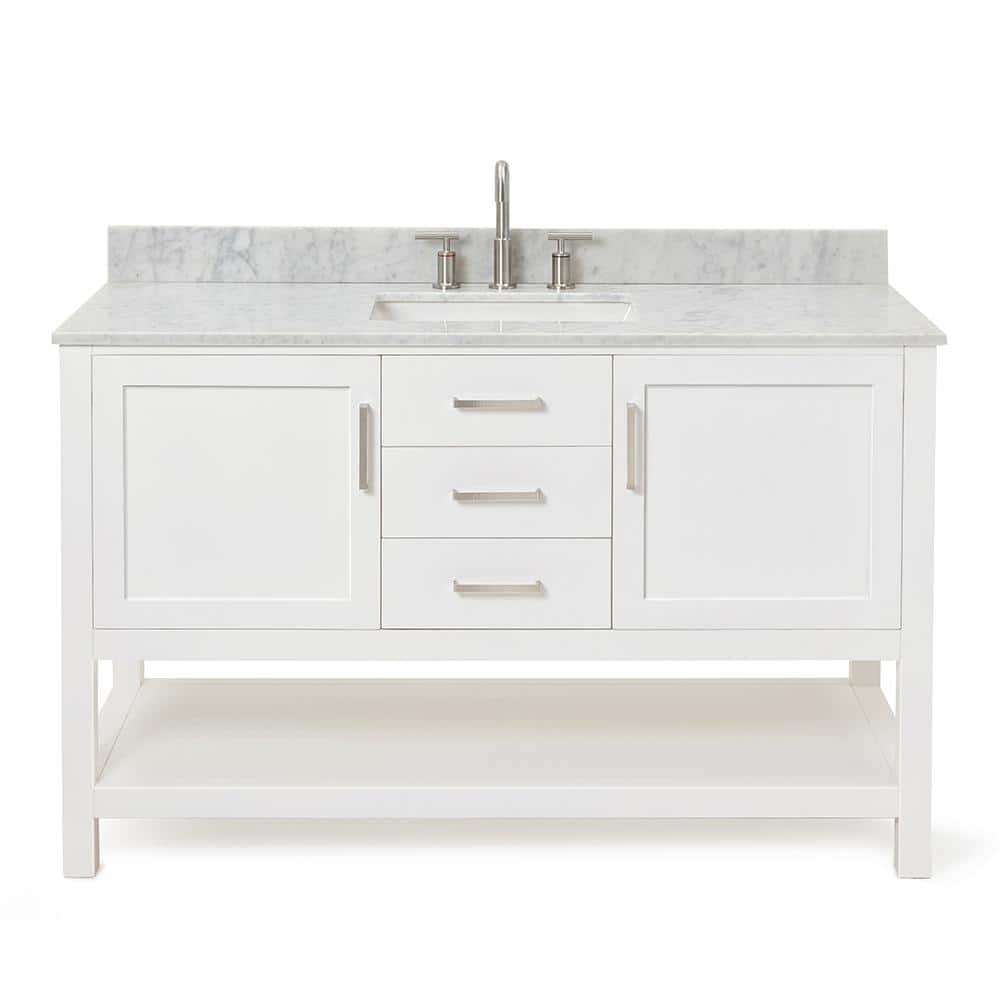 Bayhill 55'' White Solid Wood Freestanding Vanity