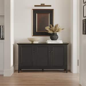 Amherst Solid Wood 60 in. Wide Transitional Wide 3-Door Storage Cabinet in Hickory Brown