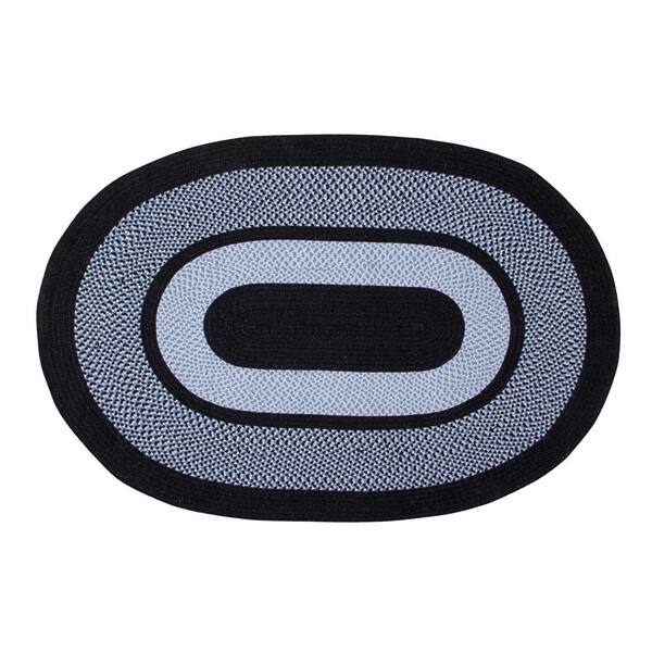 Better Trends Portland Braid Collection Navy 60" x 84" Oval 100% Wool Reversible Indoor Area Rug
