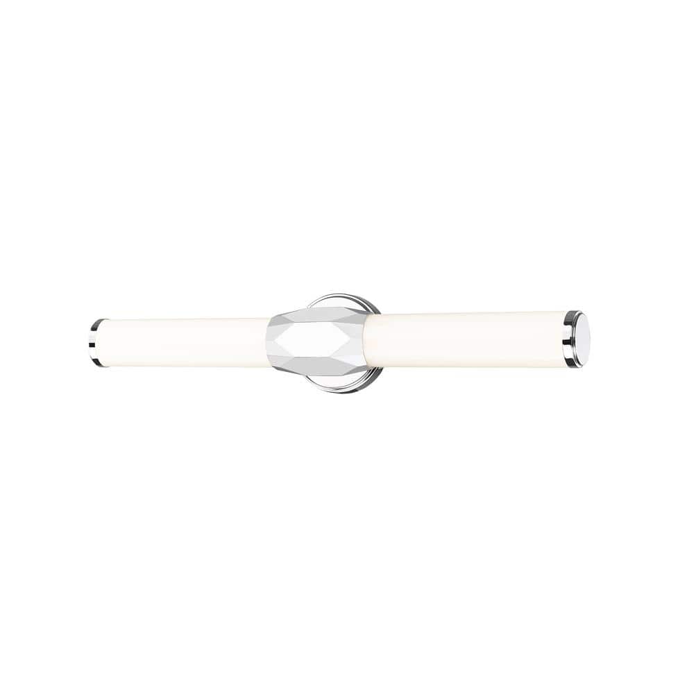 Cooper 25 in. 2-Light Chrome Integrated LED Vanity Light with Frosted Plast