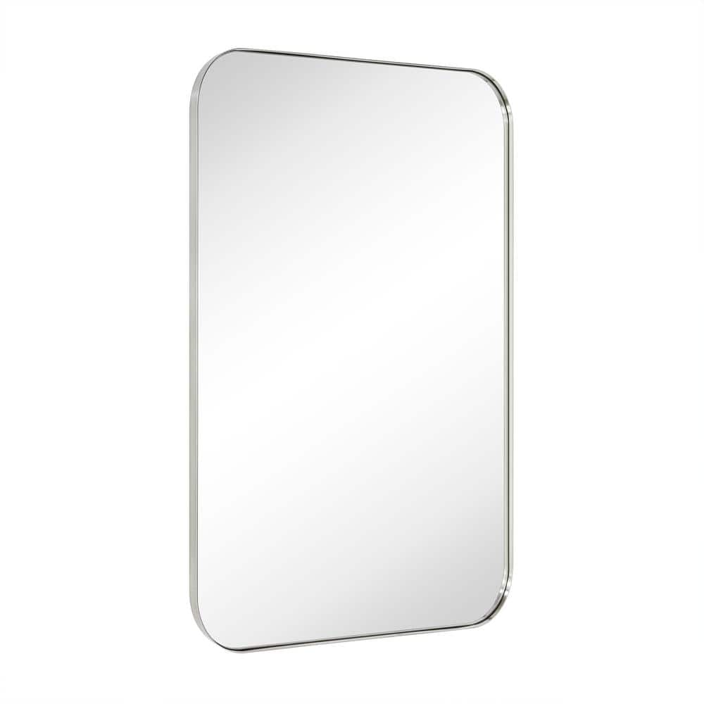 Mid-Century 30 in. W x 48 in. H Rectangular Stainless Steel Framed Wall Mounted Bathroom Vanity Mirror in Brushed Nickel price history on PriceWatchPro