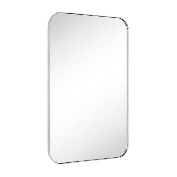 TEHOME Mid-Century 30 in. W x 48 in. H Rectangular Stainless Steel Framed Wall Mounted Bathroom Vanity Mirror in Brushed Nickel