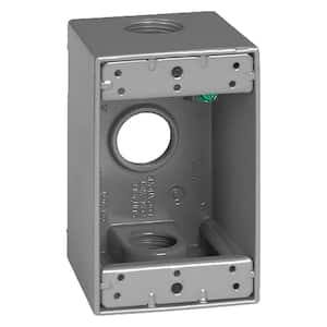 1-Gang Metal Weatherproof Deep Electrical Outlet Box with (3) 3/4 inch Holes, Gray