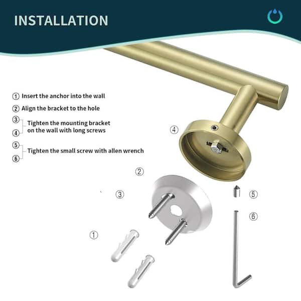 FORIOUS Wall Mount Post Toilet Paper Holder in Gold HH12401G - The