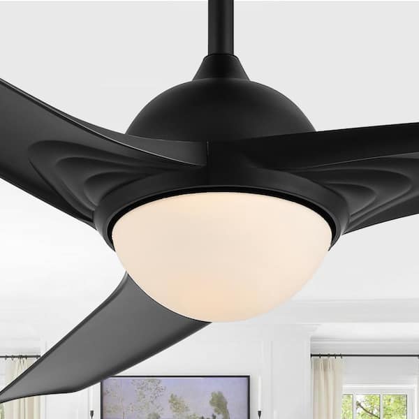JONATHAN Y Sully 52 in. 1-Light Contemporary App/Remote 6-Speed Propeller Integrated LED Indoor/Outdoor Black/White Ceiling Fan