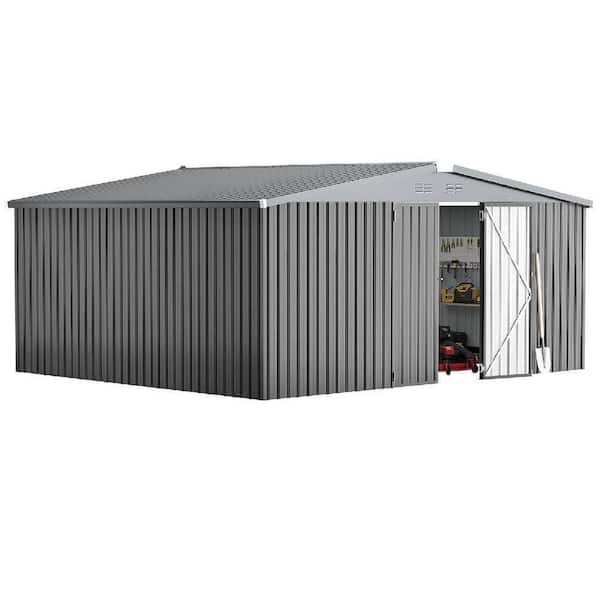 12 ft. W x 14 ft. D Metal Shed with Double Lockable Door in Dark Gray (168 sq. ft. )