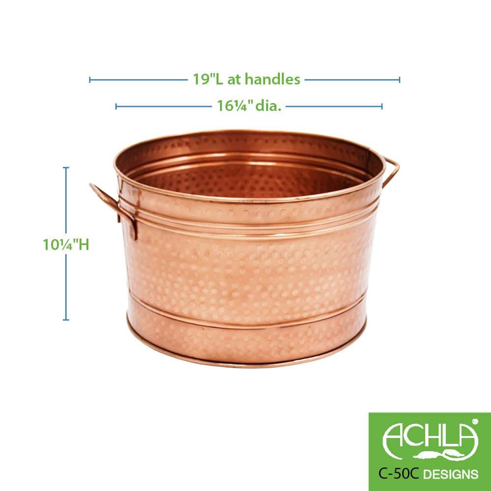 16.25" Round Copper Plated Steel Tub with Side Handles