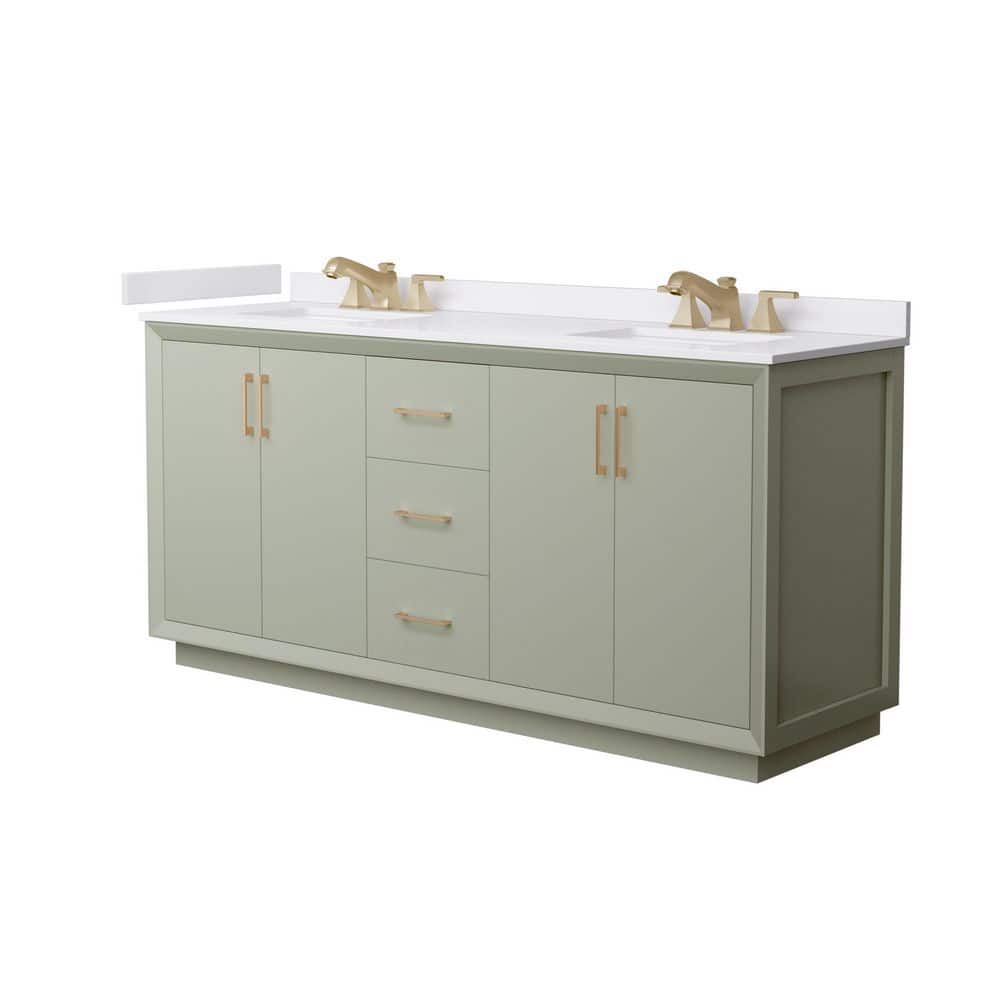 Strada 72 in. Double Freestanding Light Green Bath Vanity with White Cultured Marble Top Assembled price history on PriceWatchPro