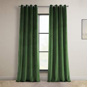 Eden Green Heritage Plush Velvet Grommet Room Darkening Curtain - 50 in. W x 108 in. L (1 Panel)