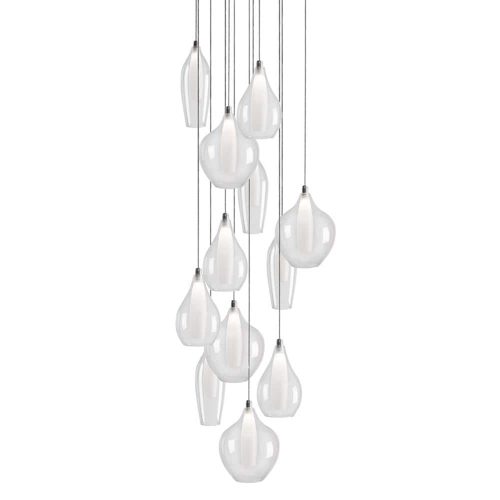 Victoria 12-Light Chrome LED Cluster Pendant with Glass Shades