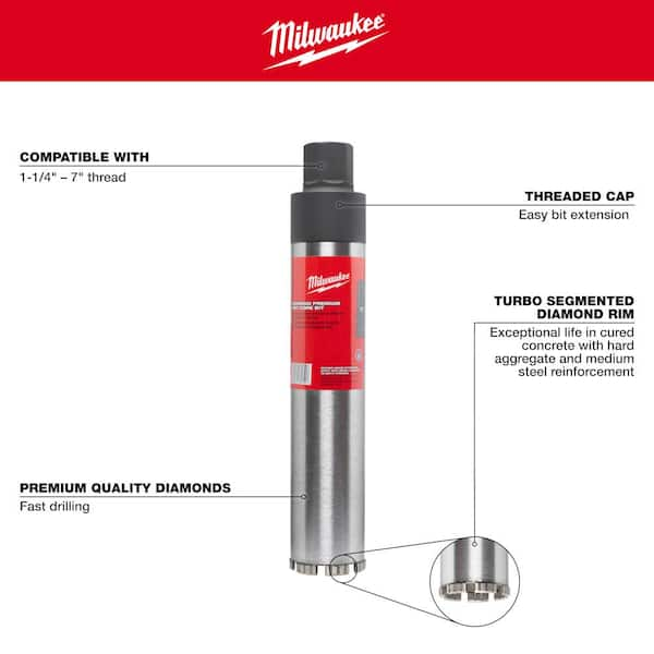 Milwaukee 7 in. Diamond Premium Wet Core Bit 48-17-3070 - The Home