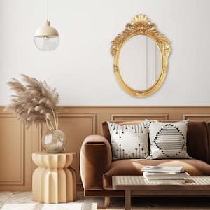 35 in. H x 26 in. W Medium Oval Antique Gold Framed Wall Mirror