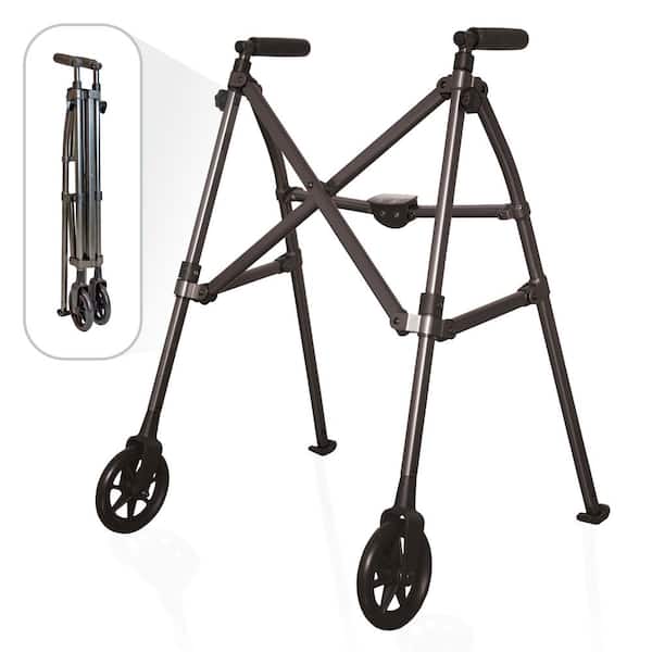 Stander Wonder Walker, 2-Wheel Lightweight Folding Walker in Black Walnut