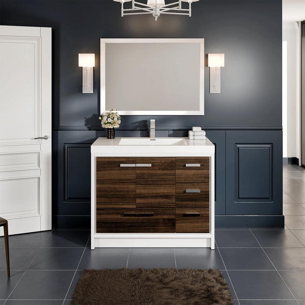 Grace 42 in. Single Sink Gray Oak Bath Vanity with White Acrylic Top (Assembled) price history on PriceWatchPro