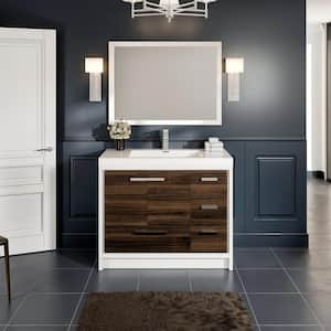 Grace 42 in. W x 20 in. D x 36 in. H Bathroom Vanity in Gray Oak with White Acrylic Vanity Top with White Sink