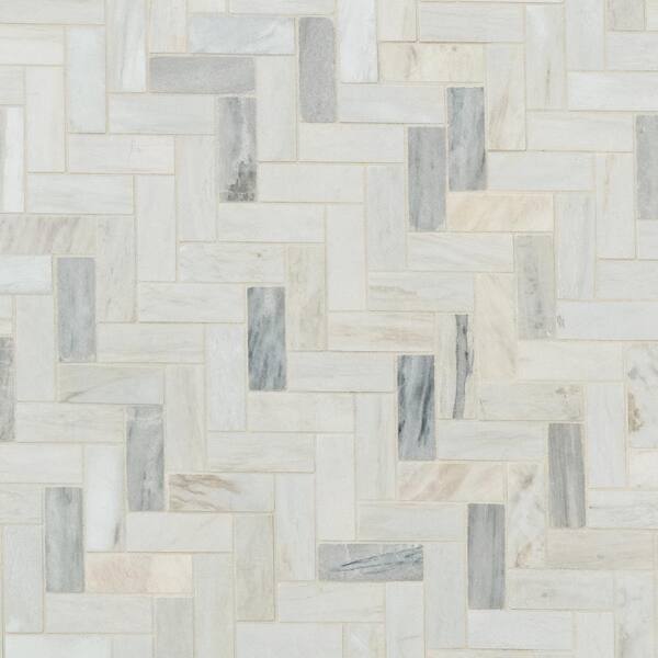 MSI Angora Herringbone 12 in. x 12 in. Polished Marble Mesh 