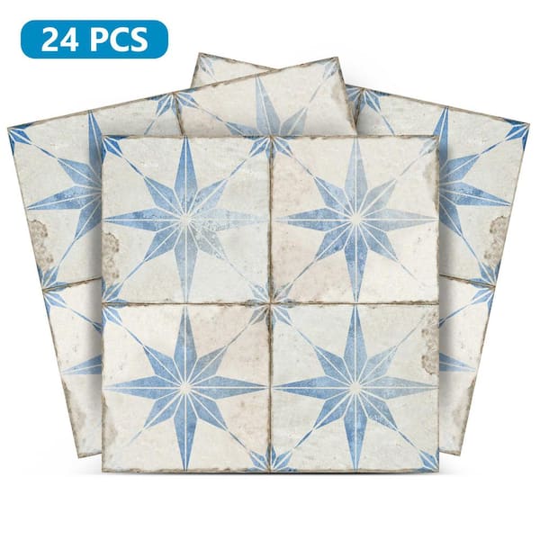 Homeroots 8 x 8 Mini Snowflakes and Squares Peel and Stick Removable Tiles