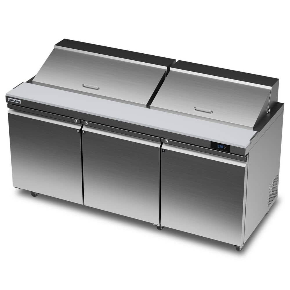 72 in. Commercial Refrigerator Sandwich Prep Table, 22 cu. ft Stainless Steel Salad Food Prep Station in Silver