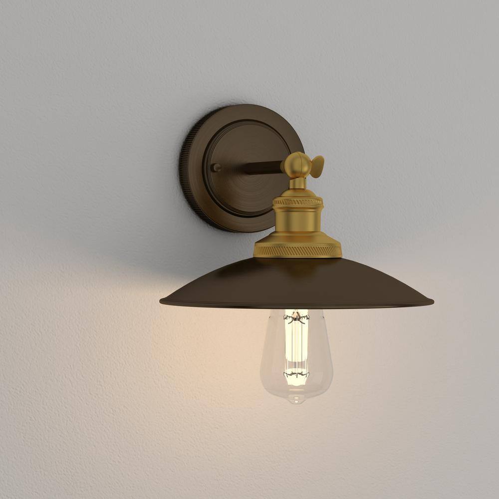 Antique Bronze Adjustable Swivel Wall Sconce with Brass Accents