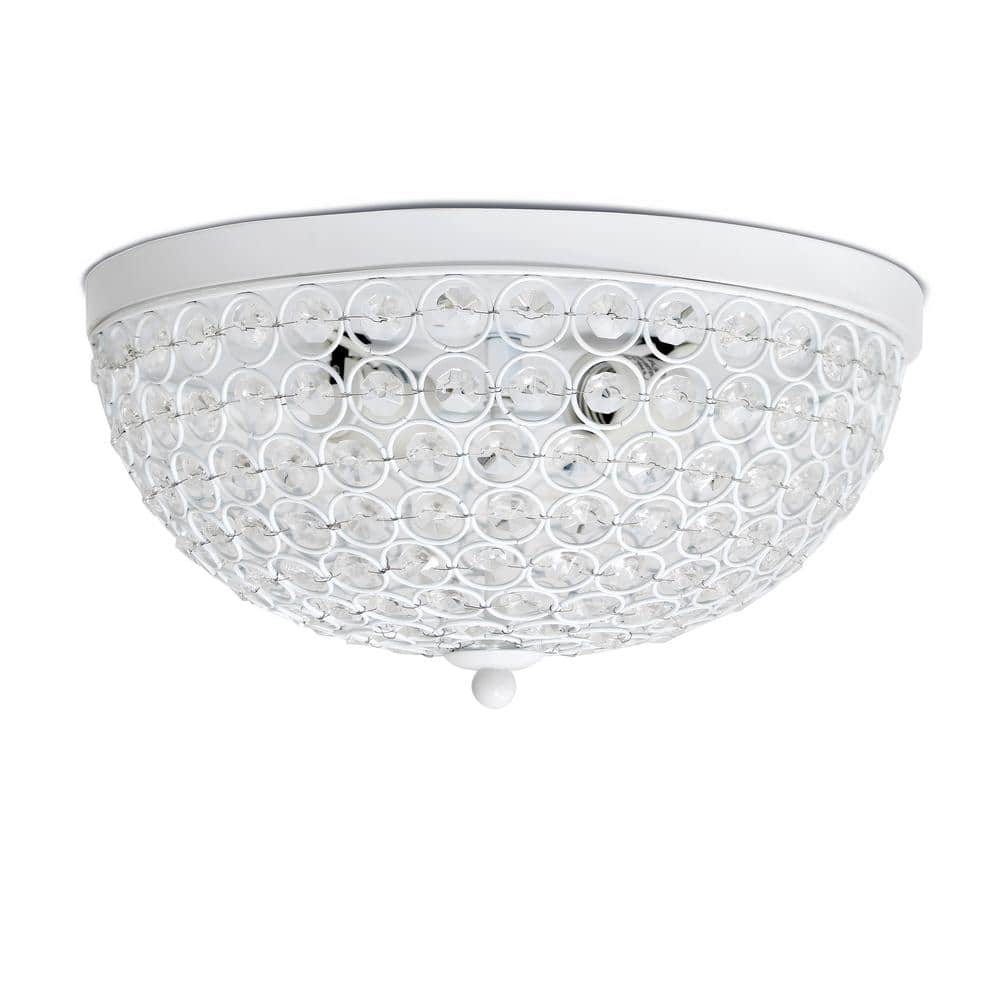 White Crystal Encrusted Dome Shade Ceiling Light