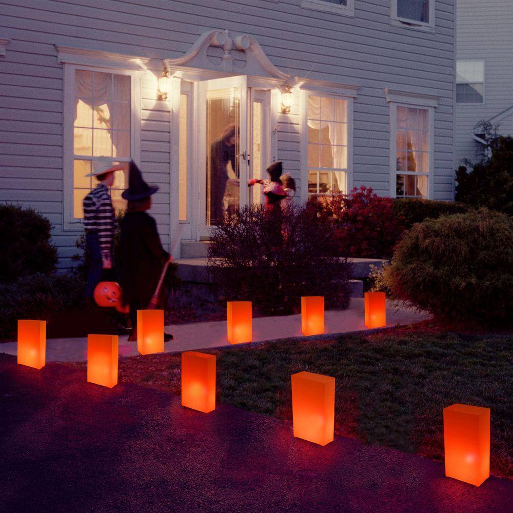 Orange Plastic Outdoor Pathway Luminaria Kit with Incandescent Bulbs