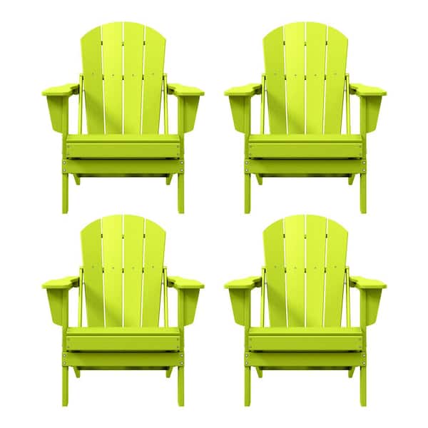WESTIN OUTDOOR Laguna 4-Pack Fade Resistant Outdoor Patio HDPE Poly Plastic Classic Folding Adirondack Chairs in Lime