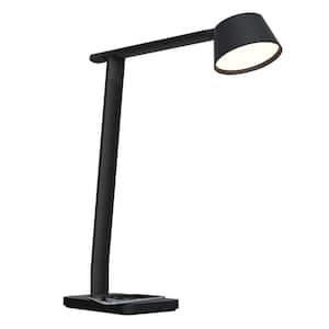 17 in., Black, Indoor, Desk Lamp with Qi Wireless Charger, Indoor, Automatic Circadian Lighting