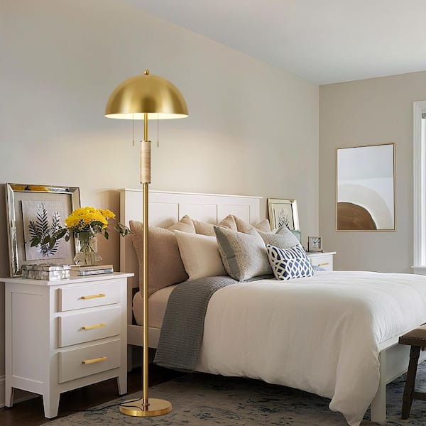 KAISITE 64 in. Gold 2-Light Modern Standard Floor Lamp With Metal