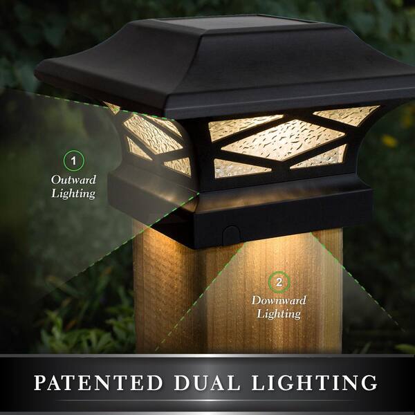 Kingsbridge Solar Black Dual Lighted Outdoor Integrated LED Post Cap (2-Pack) Kingsbridge Solar Black Dual Lighted Outdoor Integrated LED Post Cap (2-Pack)